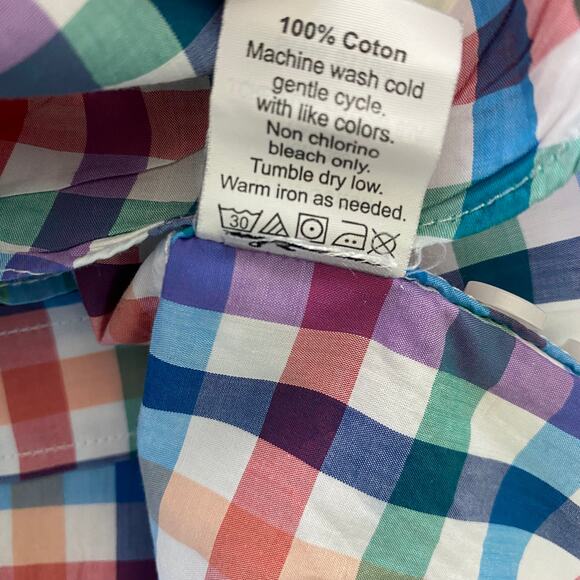 J. CREW Rainbow Plaid Shirt Men L Slim Fit Button Up Long Sleeve Light Weight - Picture 6 of 10